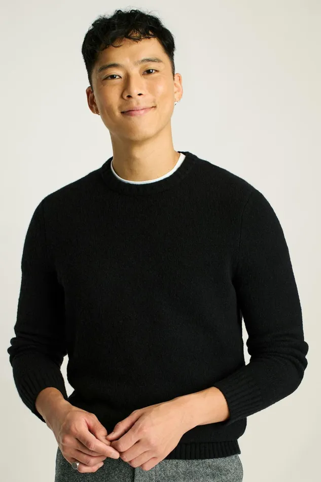 Men Crew and VNeck Sweaters Bonobos Boucle Crew Neck Sweater Black