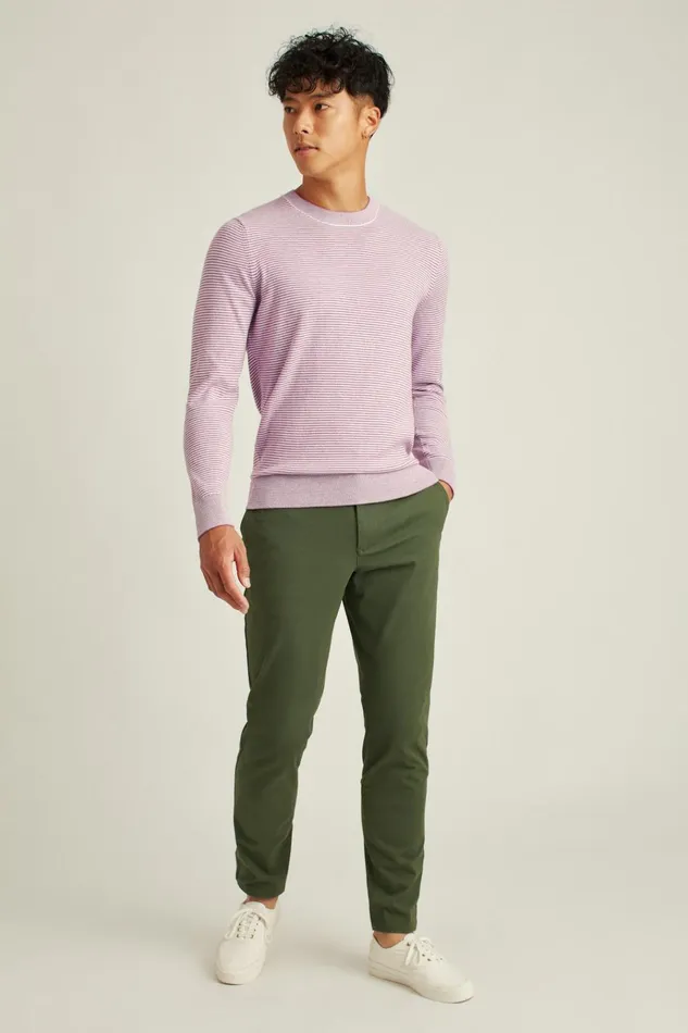 Men Crew and VNeck Sweaters Bonobos Soft Air Novelty Crew Plum Stripe