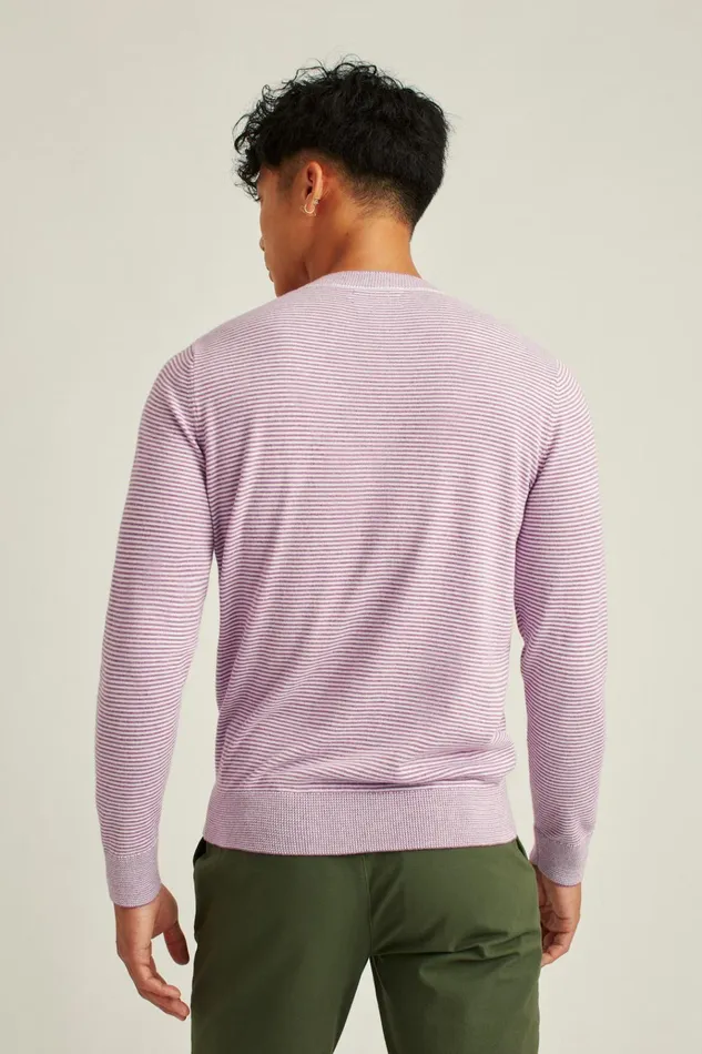 Men Crew and VNeck Sweaters Bonobos Soft Air Novelty Crew Plum Stripe