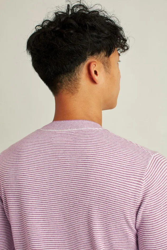 Men Crew and VNeck Sweaters Bonobos Soft Air Novelty Crew Plum Stripe