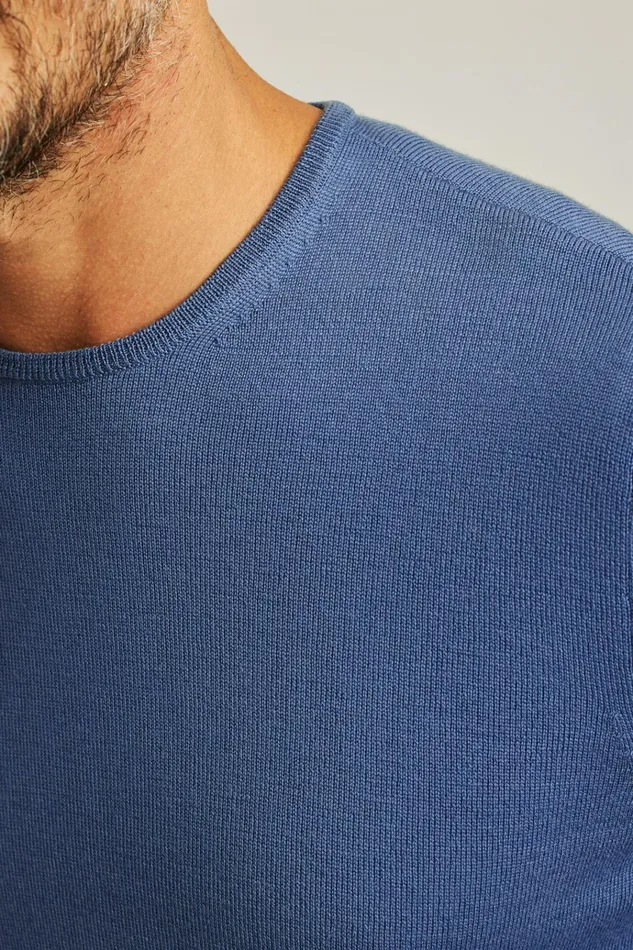 Men Crew and VNeck Sweaters Bonobos Washable Merino Crew Neck Sweater French Blue