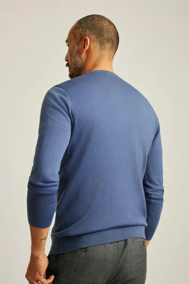Men Crew and VNeck Sweaters Bonobos Washable Merino Crew Neck Sweater French Blue