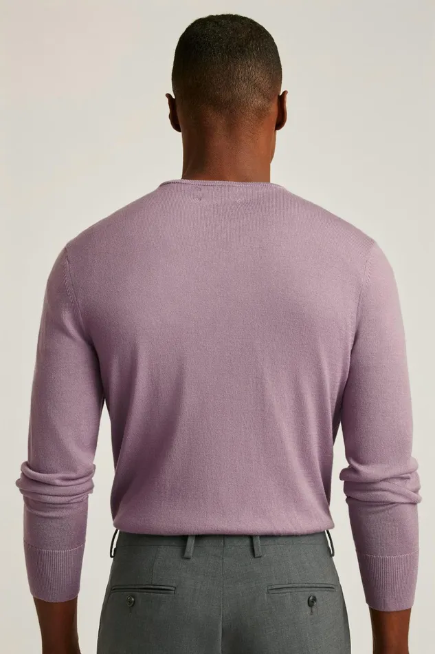 Men Crew and VNeck Sweaters Bonobos Washable Merino Crew Neck Sweater Lilac