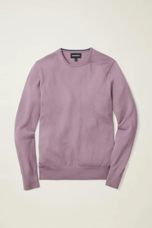 Men Crew and VNeck Sweaters Bonobos Washable Merino Crew Neck Sweater Lilac