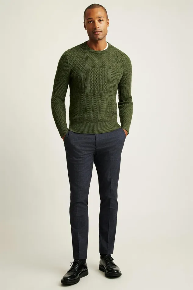 Men Crew and VNeck Sweaters Bonobos Wool Cable Crew Neck Sweater Thyme Green Men Crew and VNeck Sweaters Bonobos Wool Cable Crew Neck Sweater Thyme Green