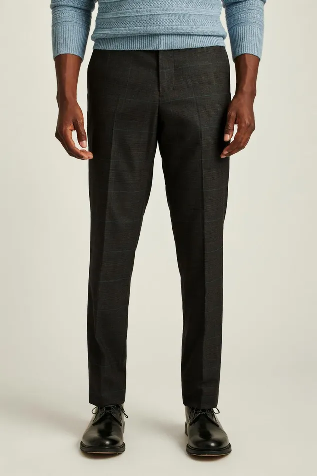 Men Dress Pants Bonobos Jetsetter Wool Dress Pant Brown Light Blue Deco Plaid