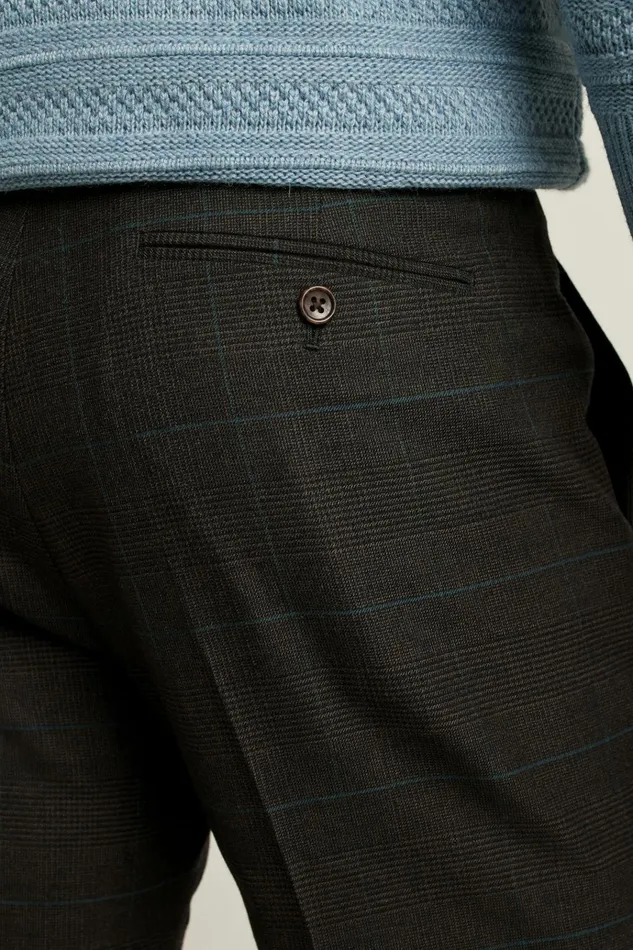 Men Dress Pants Bonobos Jetsetter Wool Dress Pant Brown Light Blue Deco Plaid