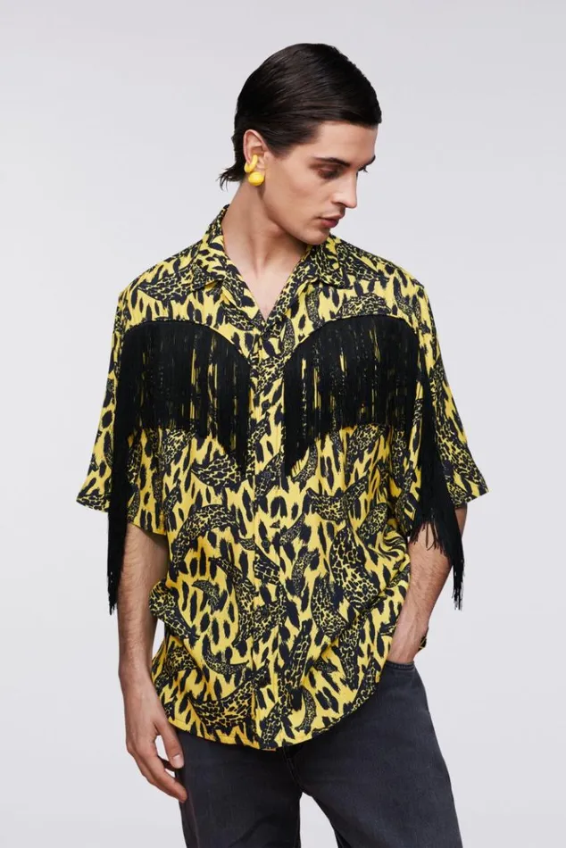 Men Fiorucci Banimalier Fringe Shirt Yellow Yellow Men Fiorucci Banimalier Fringe Shirt Yellow Yellow