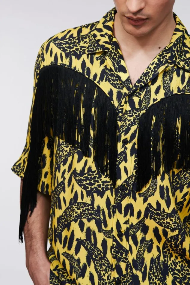 Men Fiorucci Banimalier Fringe Shirt Yellow Yellow Men Fiorucci Banimalier Fringe Shirt Yellow Yellow