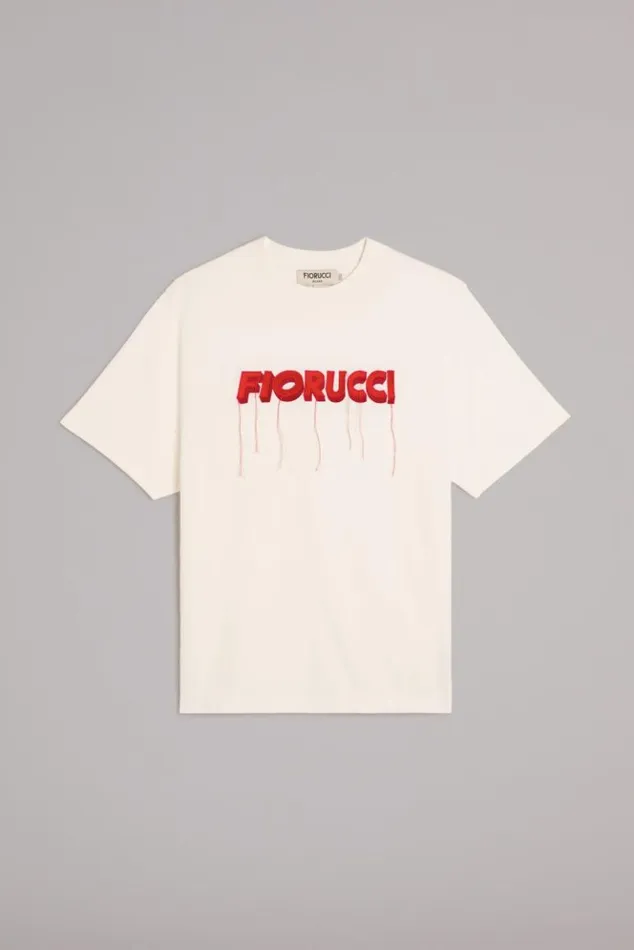 Men Fiorucci Club Logo TShirt Off White Off White Men Fiorucci Club Logo TShirt Off White Off White