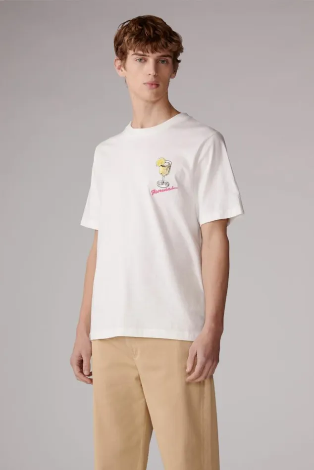 Men Fiorucci Cocktail Squiggle Logo TShirt White White Men Fiorucci Cocktail Squiggle Logo TShirt White White