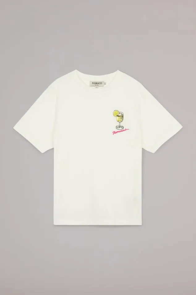 Men Fiorucci Cocktail Squiggle Logo TShirt White White Men Fiorucci Cocktail Squiggle Logo TShirt White White