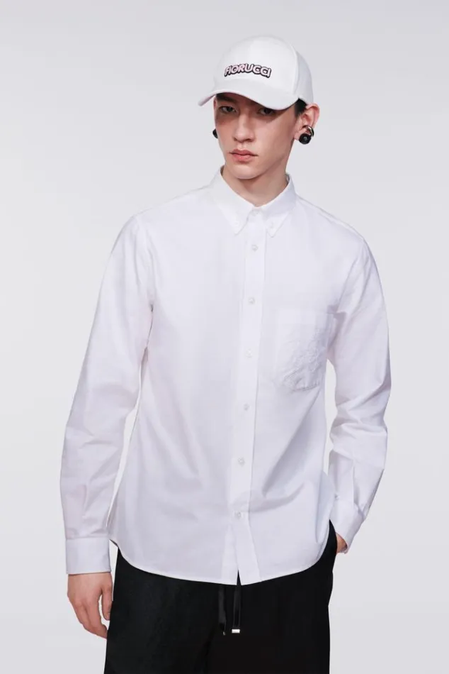Men Fiorucci Embroidered Angels Shirt White White Men Fiorucci Embroidered Angels Shirt White White