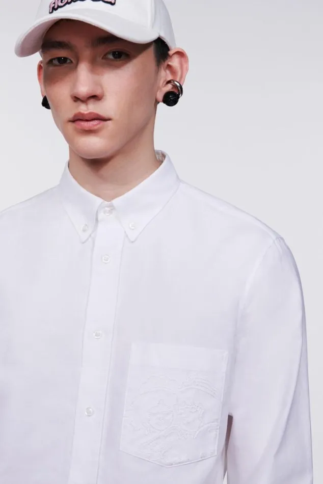 Men Fiorucci Embroidered Angels Shirt White White Men Fiorucci Embroidered Angels Shirt White White