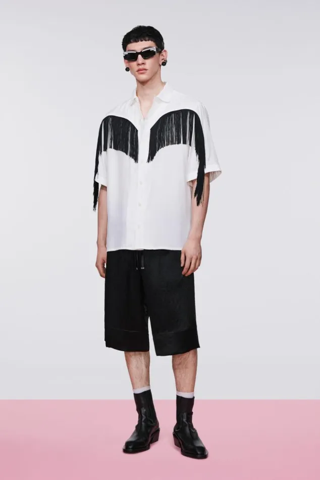 Men Fiorucci Fringe Shirt White White
