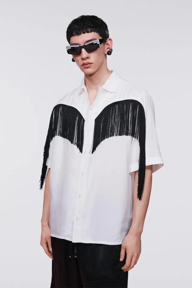 Men Fiorucci Fringe Shirt White White Men Fiorucci Fringe Shirt White White