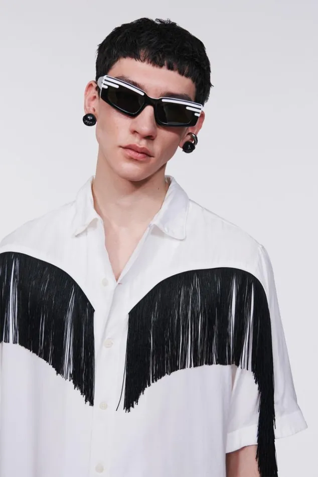Men Fiorucci Fringe Shirt White White Men Fiorucci Fringe Shirt White White