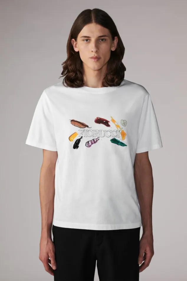 Men Fiorucci Graphic Paint TShirt White White Men Fiorucci Graphic Paint TShirt White White