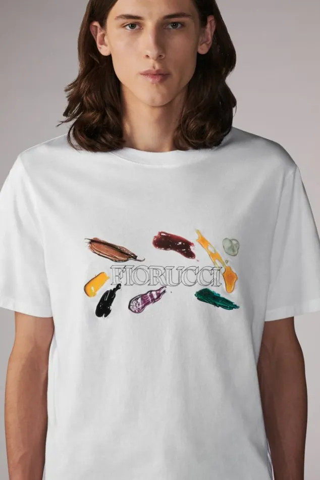 Men Fiorucci Graphic Paint TShirt White White Men Fiorucci Graphic Paint TShirt White White