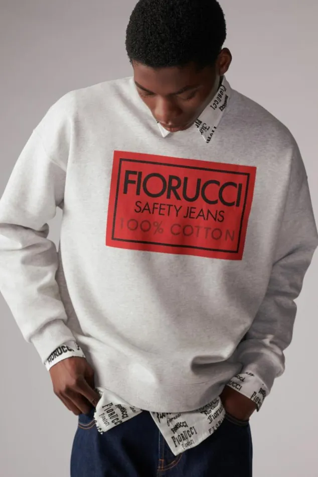 Men Fiorucci Safety Jeans Logo Sweatshirt Grey Grey Men Fiorucci Safety Jeans Logo Sweatshirt Grey Grey