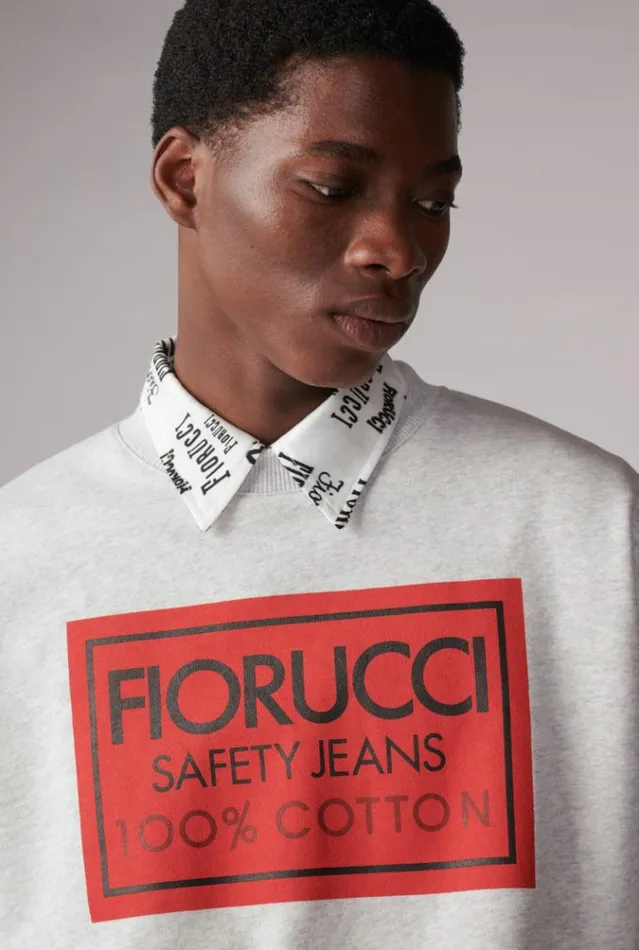 Men Fiorucci Safety Jeans Logo Sweatshirt Grey Grey Men Fiorucci Safety Jeans Logo Sweatshirt Grey Grey