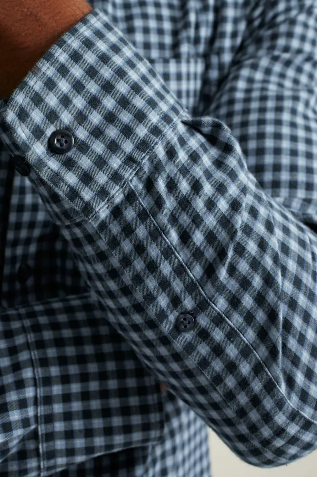 Men Flannels and Shirt Jackets Bonobos Everyday Lightweight Flannel Shirt Black Blue Plaid