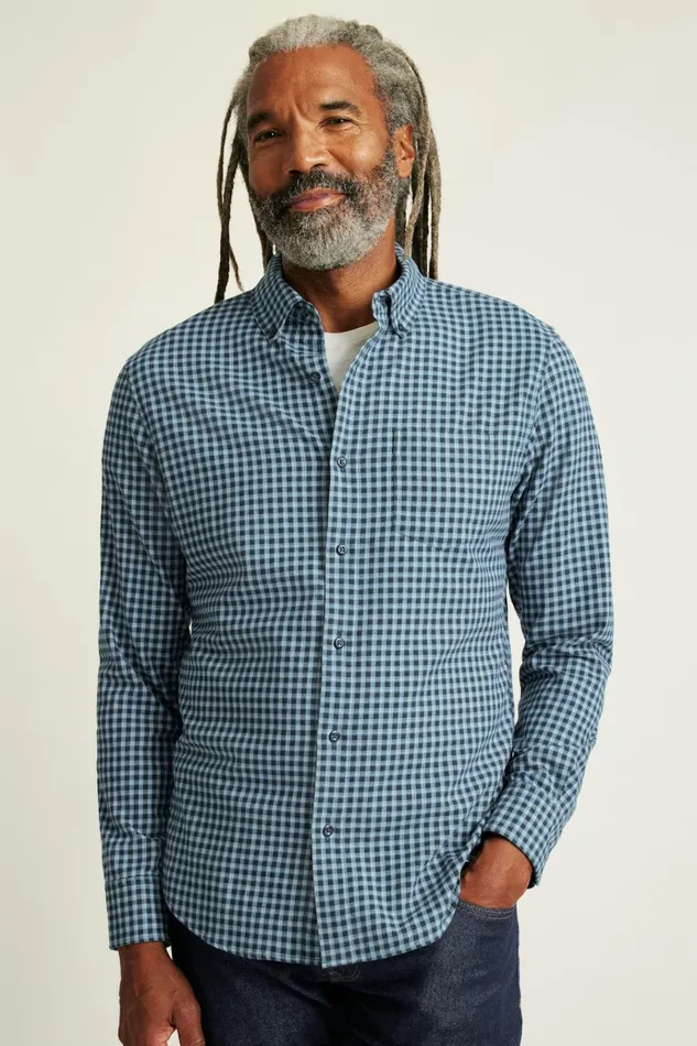 Men Flannels and Shirt Jackets Bonobos Everyday Lightweight Flannel Shirt Black Blue Plaid