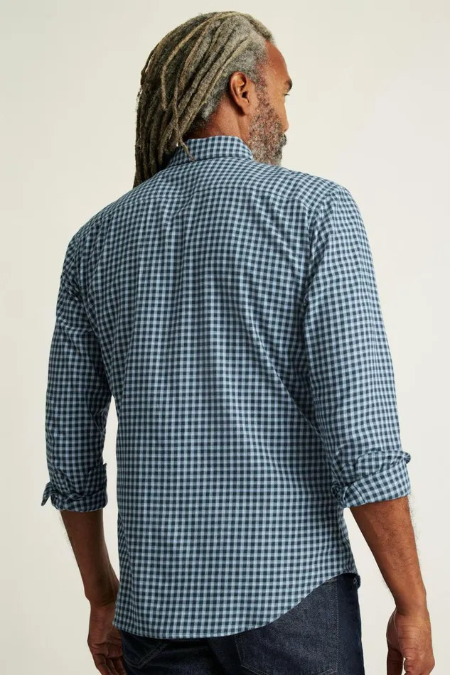 Men Flannels and Shirt Jackets Bonobos Everyday Lightweight Flannel Shirt Black Blue Plaid