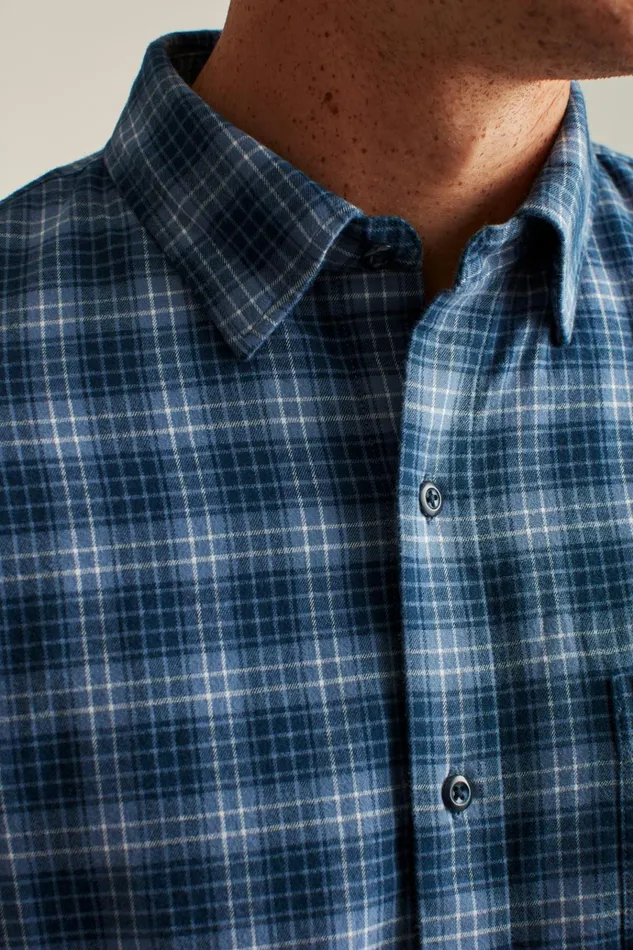 Men Flannels and Shirt Jackets Bonobos Everyday Lightweight Flannel Shirt Blue Bonfire Plaid