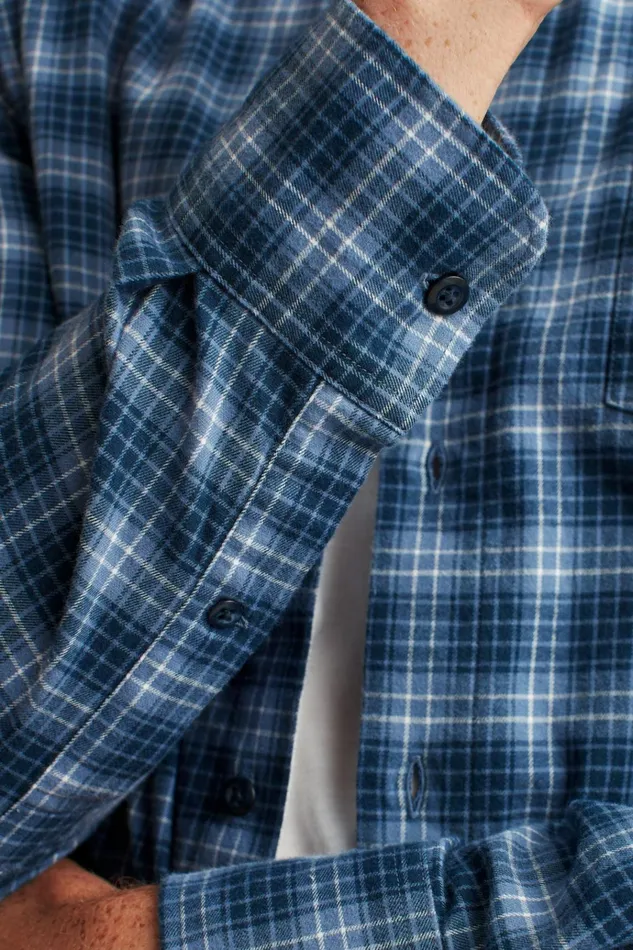 Men Flannels and Shirt Jackets Bonobos Everyday Lightweight Flannel Shirt Blue Bonfire Plaid