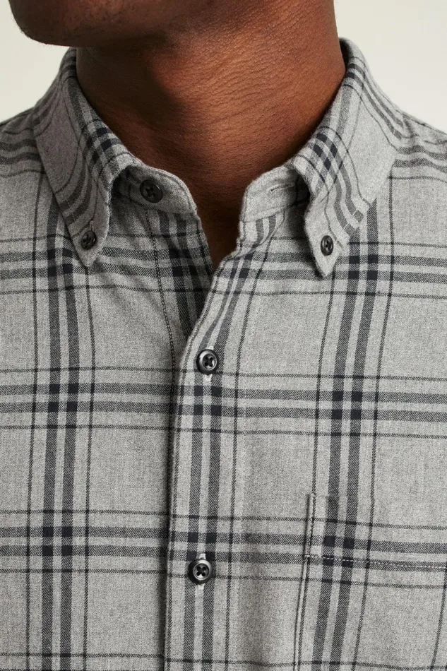 Men Flannels and Shirt Jackets Bonobos Everyday Lightweight Flannel Shirt Grey Darien Plaid