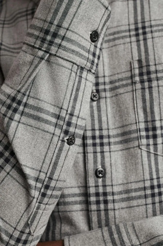 Men Flannels and Shirt Jackets Bonobos Everyday Lightweight Flannel Shirt Grey Darien Plaid