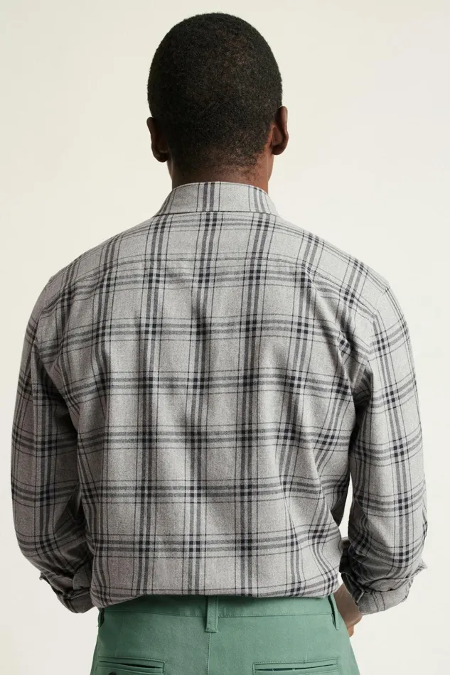 Men Flannels and Shirt Jackets Bonobos Everyday Lightweight Flannel Shirt Grey Darien Plaid