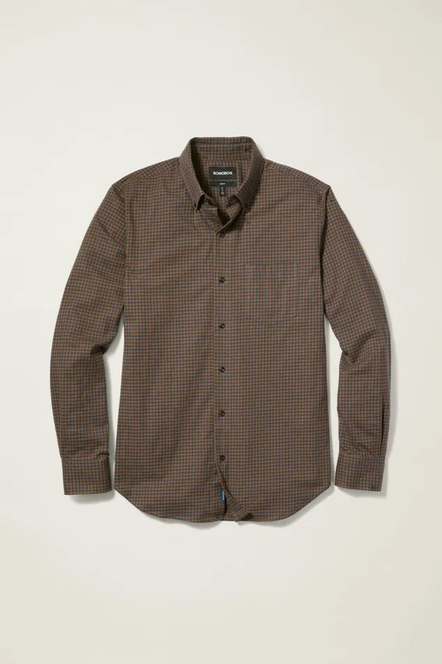 Men Flannels and Shirt Jackets Bonobos Everyday Lightweight Flannel Shirt Navy Blue Rust Check