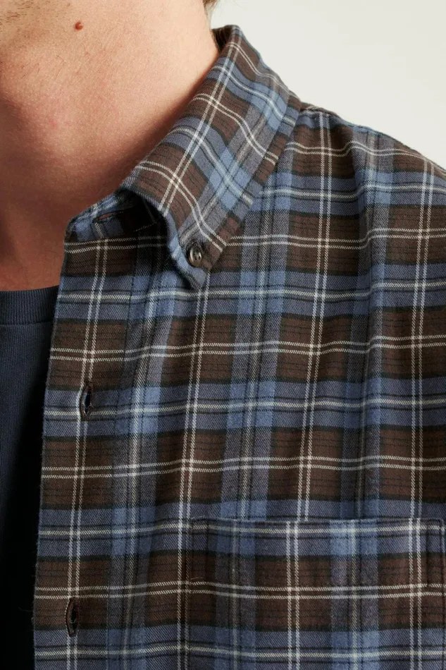 Men Flannels and Shirt Jackets Bonobos Everyday Lightweight Flannel Shirt Navy Chocolate Plaid