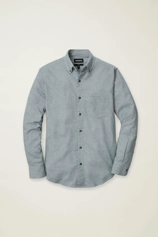 Men Flannels and Shirt Jackets Bonobos Everyday Lightweight Flannel Shirt Navy Grey Houndstooth