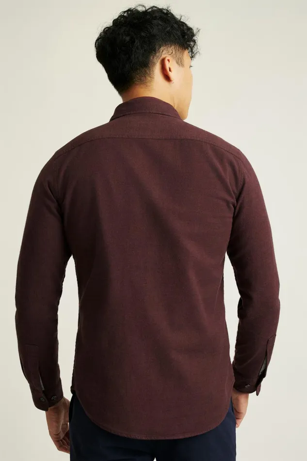 Men Flannels and Shirt Jackets Bonobos Fireside Flannel Shirt Burgundy Twill Dobby