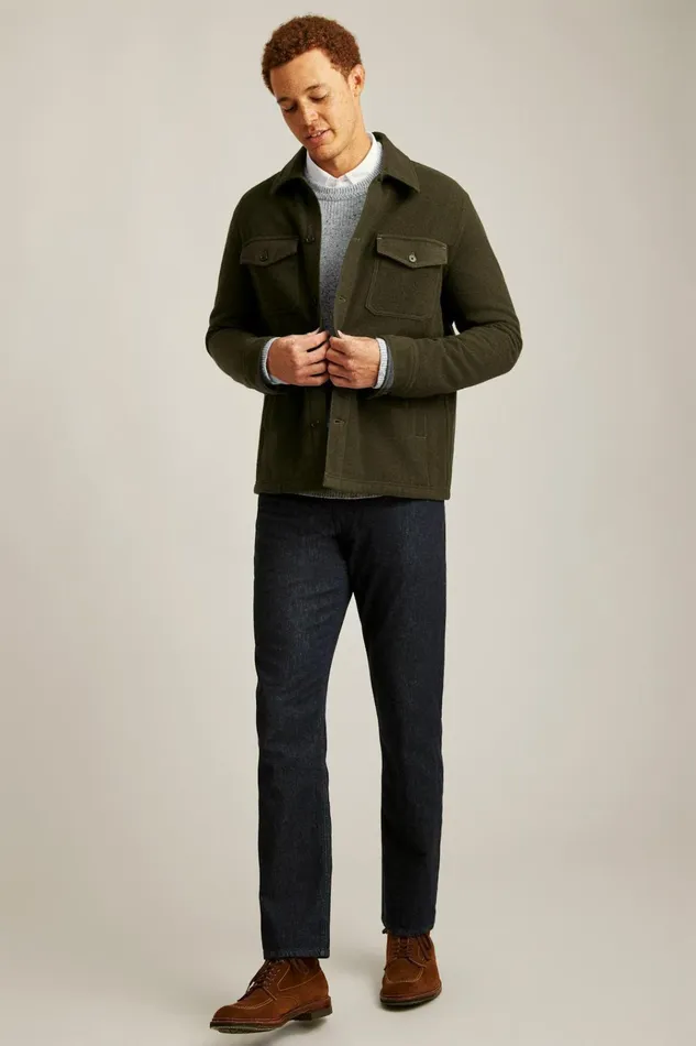 Men Flannels and Shirt Jackets Bonobos Japanese Wool Jacket Olive