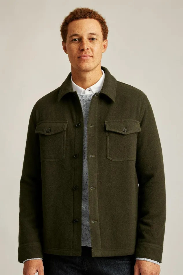 Men Flannels and Shirt Jackets Bonobos Japanese Wool Jacket Olive