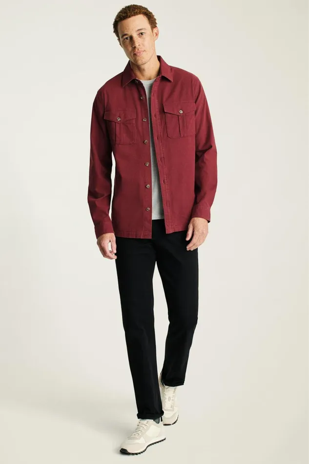 Men Flannels and Shirt Jackets Bonobos Moleskin Overshirt Heather Mahogany