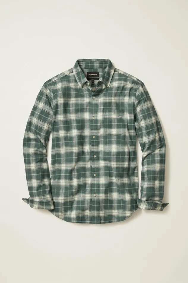 Men Flannels and Shirt Jackets Bonobos Performance Flannel Shirt Edenberry Plaid