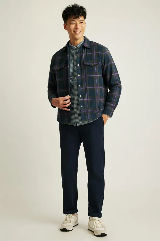 Men Flannels and Shirt Jackets Bonobos Teddy Fleece Lined Shacket Violet Navy Plaid Men Flannels and Shirt Jackets Bonobos Teddy Fleece Lined Shacket Violet Navy Plaid