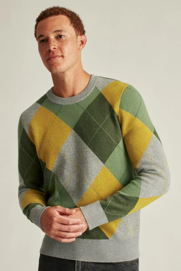 Men Golf Outerwear and Layering Bonobos Limited Edition Sweater Yellow Green Argyle