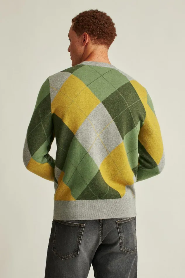Men Golf Outerwear and Layering Bonobos Limited Edition Sweater Yellow Green Argyle