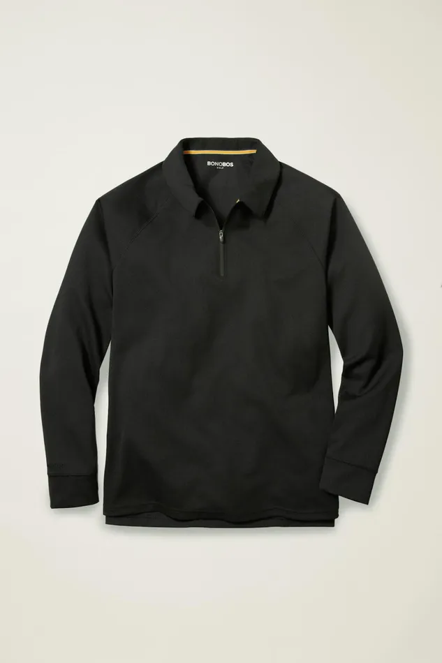 Men Golf Polos and Tops Bonobos Fall Ball Long Sleeve Golf Polo Black