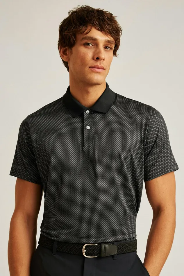 Men Golf Polos and Tops Bonobos Limited Edition Performance Golf Polo Volcanic Ash Houndstooth