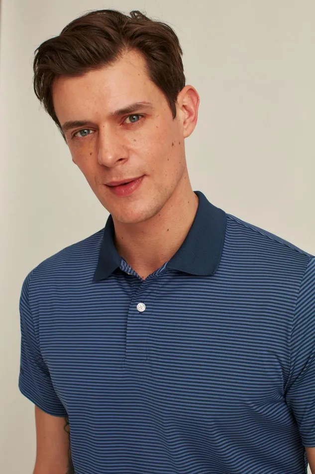 Men Golf Polos and Tops Bonobos The Performance Golf Polo Blue Stripe