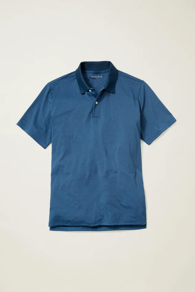 Men Golf Polos and Tops Bonobos The Performance Golf Polo Blue Stripe