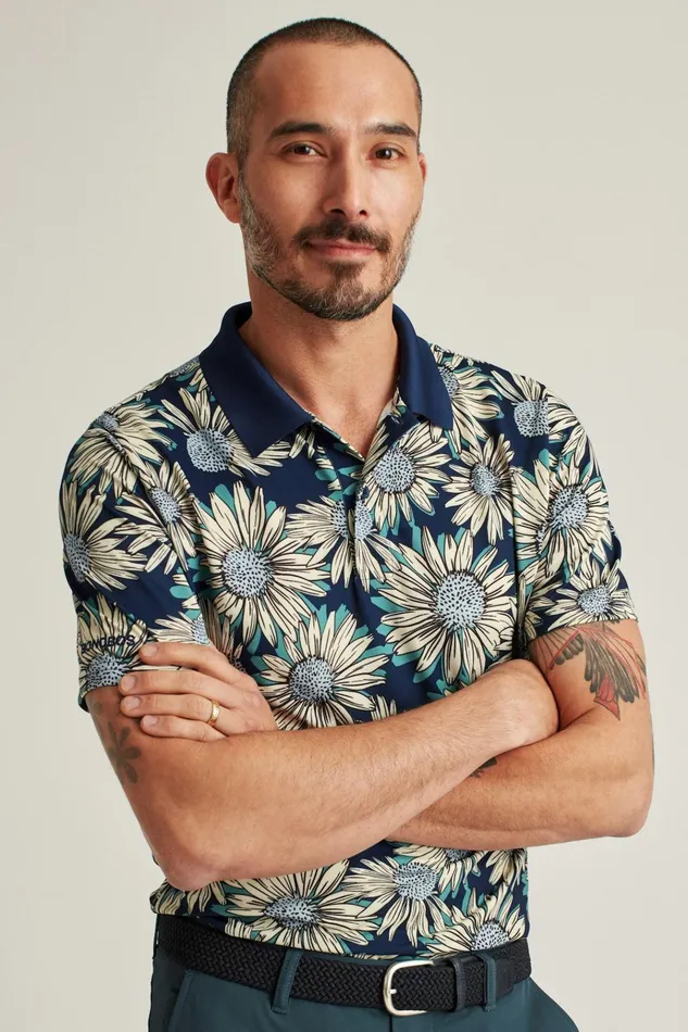 Men Golf Polos and Tops Bonobos The Performance Golf Polo Sunflowers