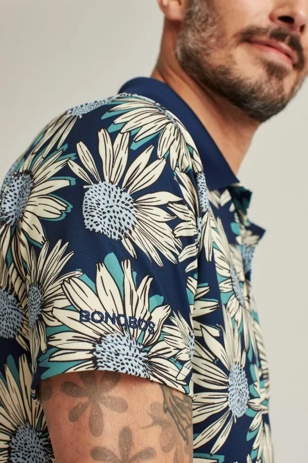 Men Golf Polos and Tops Bonobos The Performance Golf Polo Sunflowers